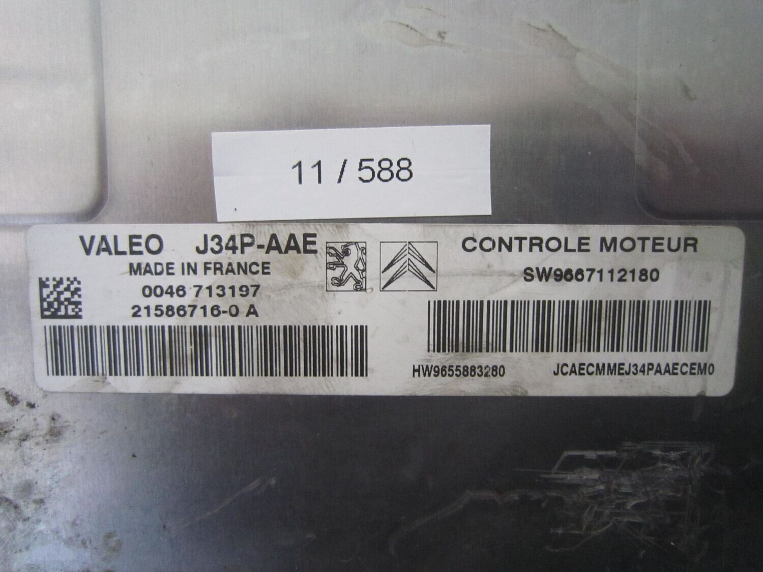 11-588 Centralina Motore Valeo 21586716-0 A 215867160A 9667112180 9655883280 J34P-AAE  CITROEN / PEUGEOT BENZINA VARIE