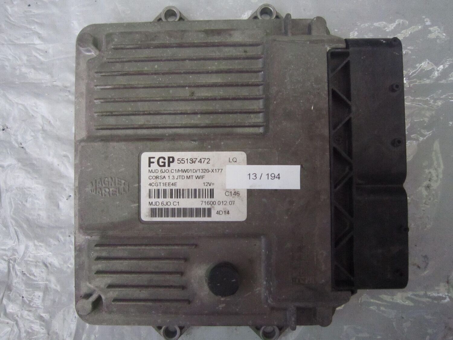 13-194 Centralina Motore Magneti Marelli 55137472   MJD 6JO.A2  71600.012.07 HW01D/1320-X177 OPEL DIESEL AGILA