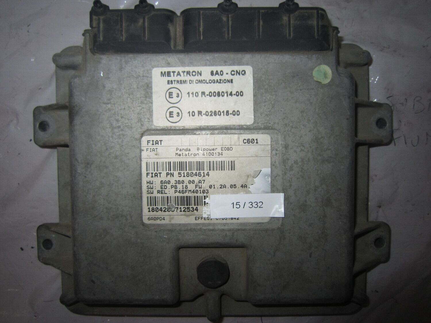 15-332 Centralina Gas Metano Metatron 51804614   4100134    FIAT  Benzina / Metano PANDA