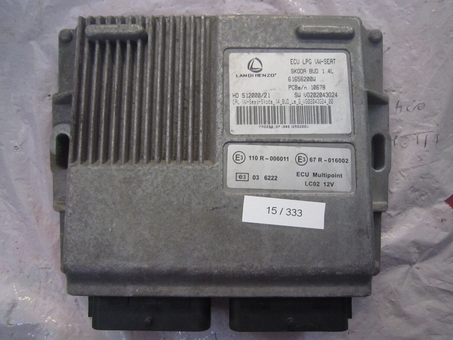 15-333 Centralina Gas GPL Landi Renzo 61656200W   HD: 512000/21 SW: VG202043G24   SKODA Benzina / GPL VARIE