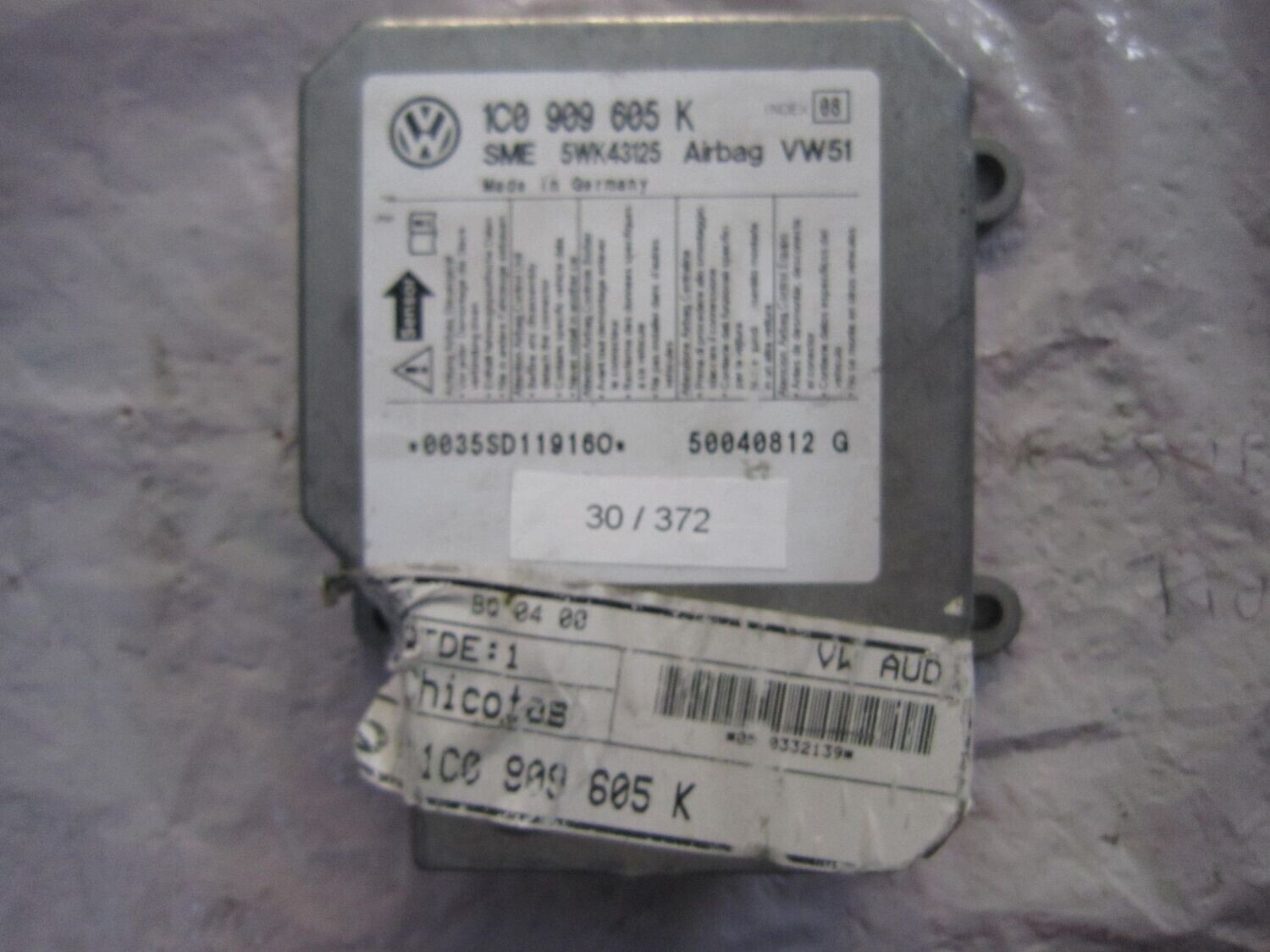 30-372 Centralina Airbag Sme 1C0 909 605 K 1C0909605K 5WK43125  VW51  VOLKSWAGEN  GOLF