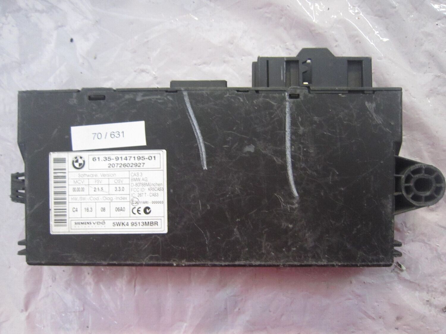 70-631 Centralina Modulo Confort Siemens 5WK4 9513YBR 5WK49513YBR 61.35-9147195-01 CAS 3 2072602927  BMW  SERIE 3