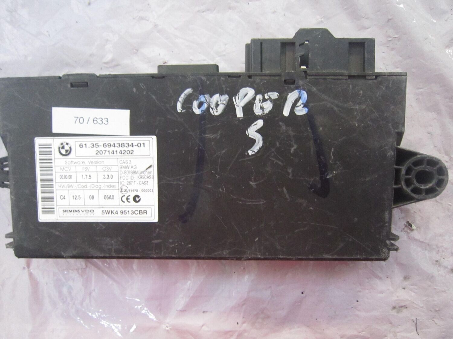 70-633 Centralina Modulo Confort Siemens 5WK4 9513CBR 5WK49513CBR 61.35-6943834-01 CAS 3 2071414202  MINI  COOPER