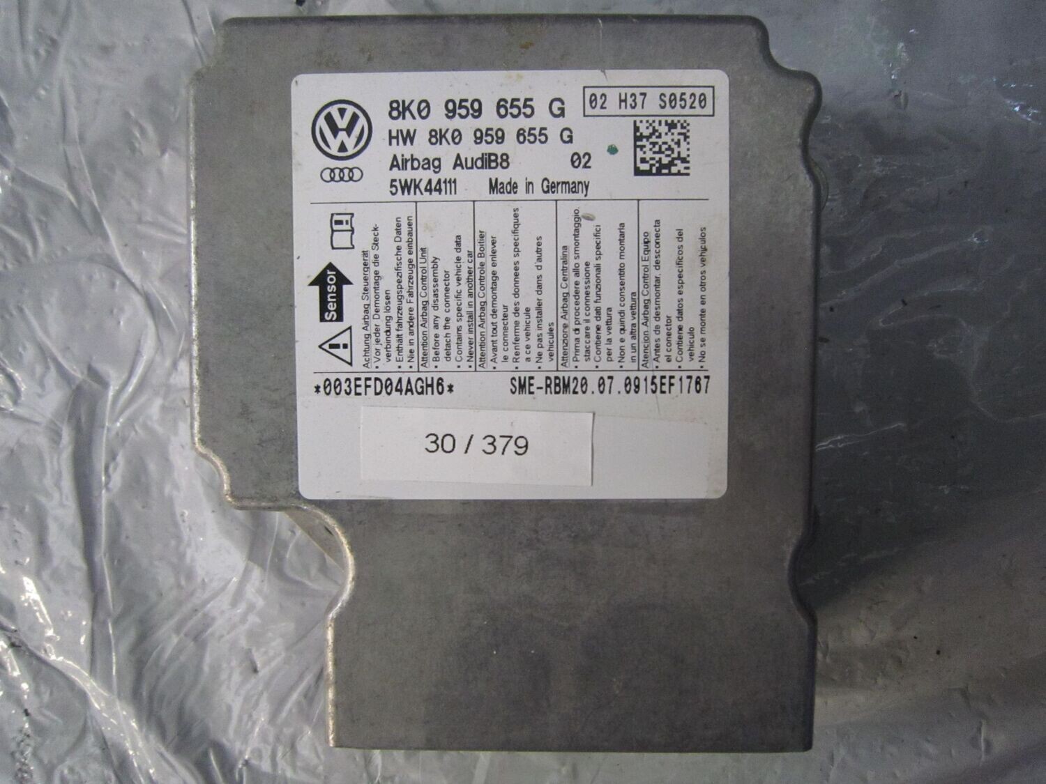30-379 Centralina Airbag Sme 5WK44111   8K0 959 655 G    AUDI  VARIE