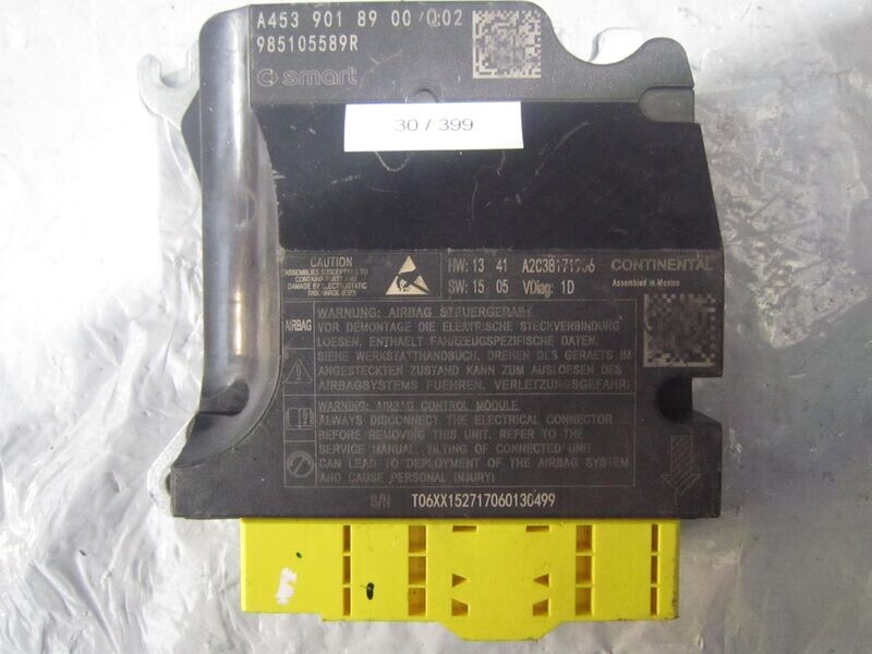 30-399 Centralina Airbag Continental A453 901 89 00/Q02 A4539018900Q02 985105589R A2C038171906   SMART  453