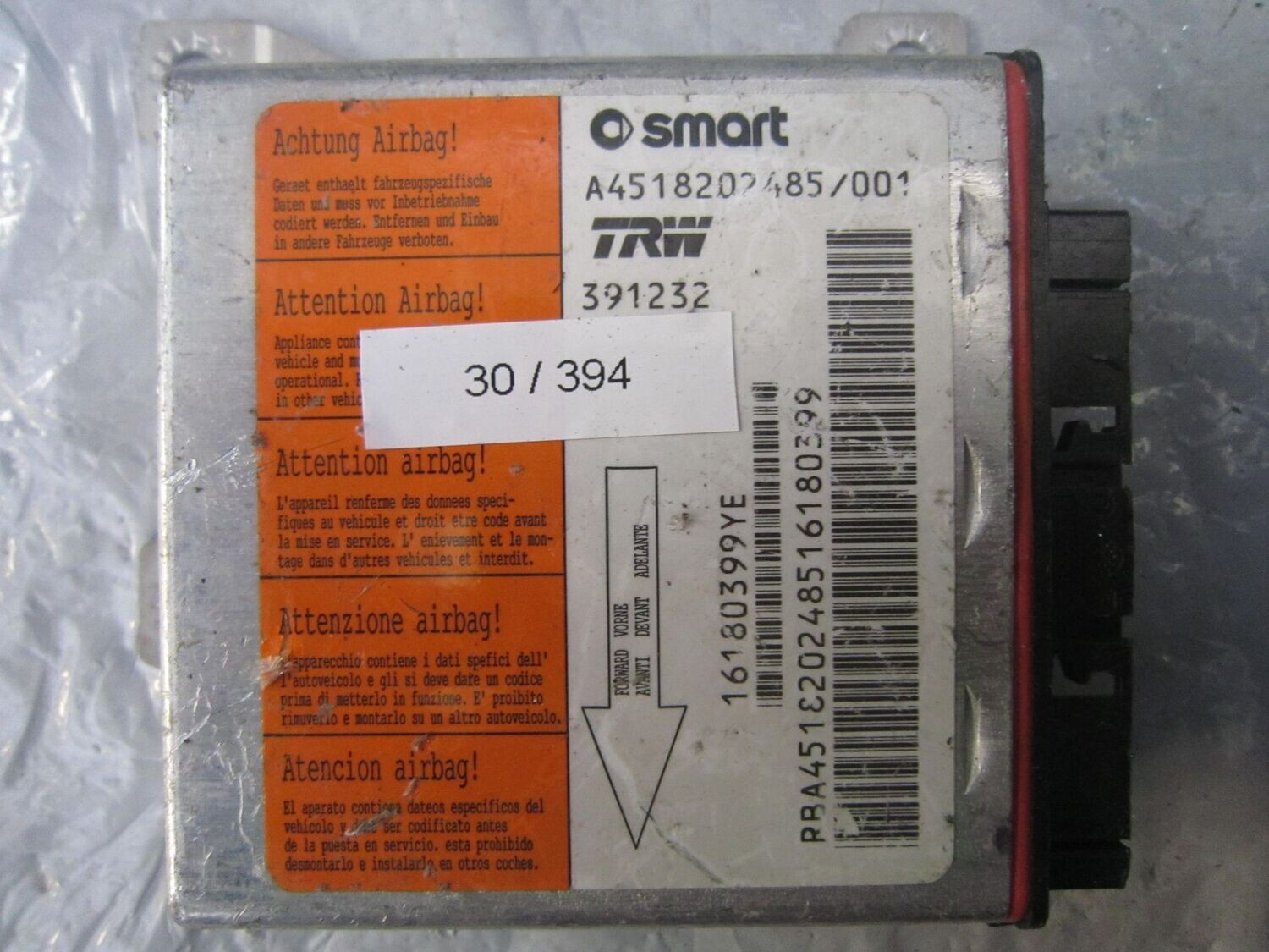 30-394 Centralina Airbag Trw A4518202485/001 A4518202485001 391232    SMART  451