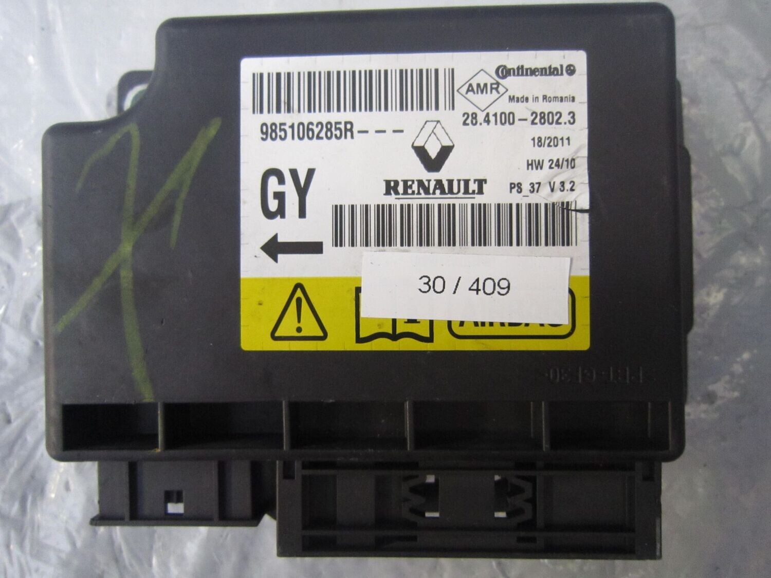 30-409 Centralina Airbag Continental 985106285R   28.4100-2802.3    RENAULT  MEGANE