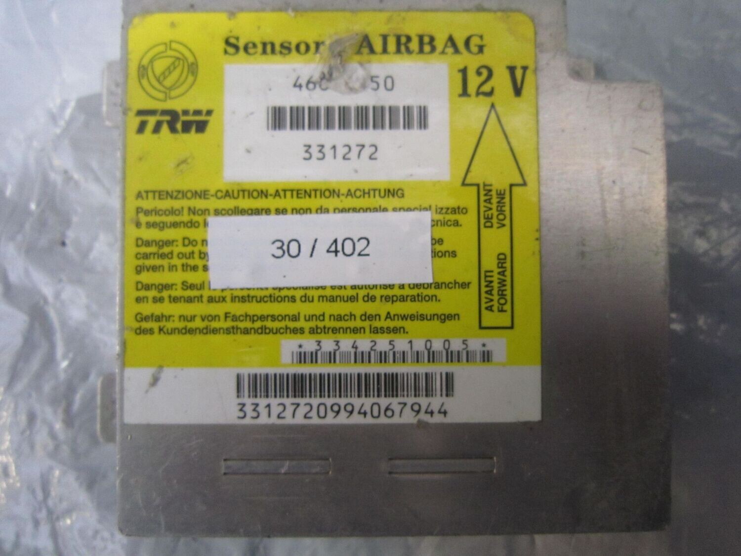 30-402 Centralina Airbag Trw 46807550   331272    FIAT  PANDA