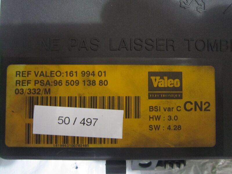 50-497 Body Computer Valeo 9650913880   CN2 HW: 3.0 SW: 4.28  CITROEN / PEUGEOT  XSARA