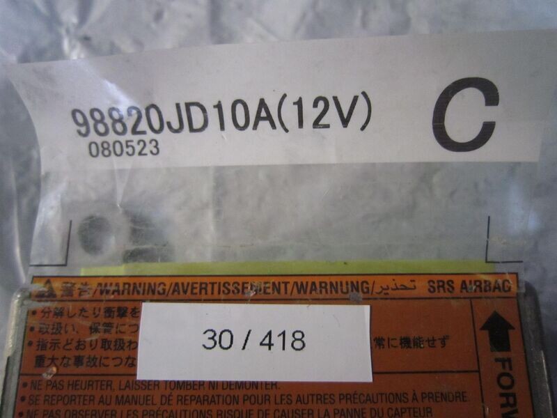 30-418 Centralina Airbag Nissan 98820JD10A   C    NISSAN  QASHQAI