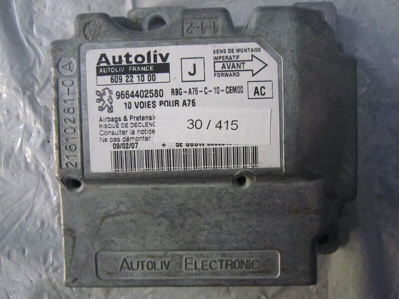 30-415 Centralina Airbag Autoliv 609 22 10 00 609221000 9664402580 RBG-A76-C-10-CEM00   CITROEN / PEUGEOT  207