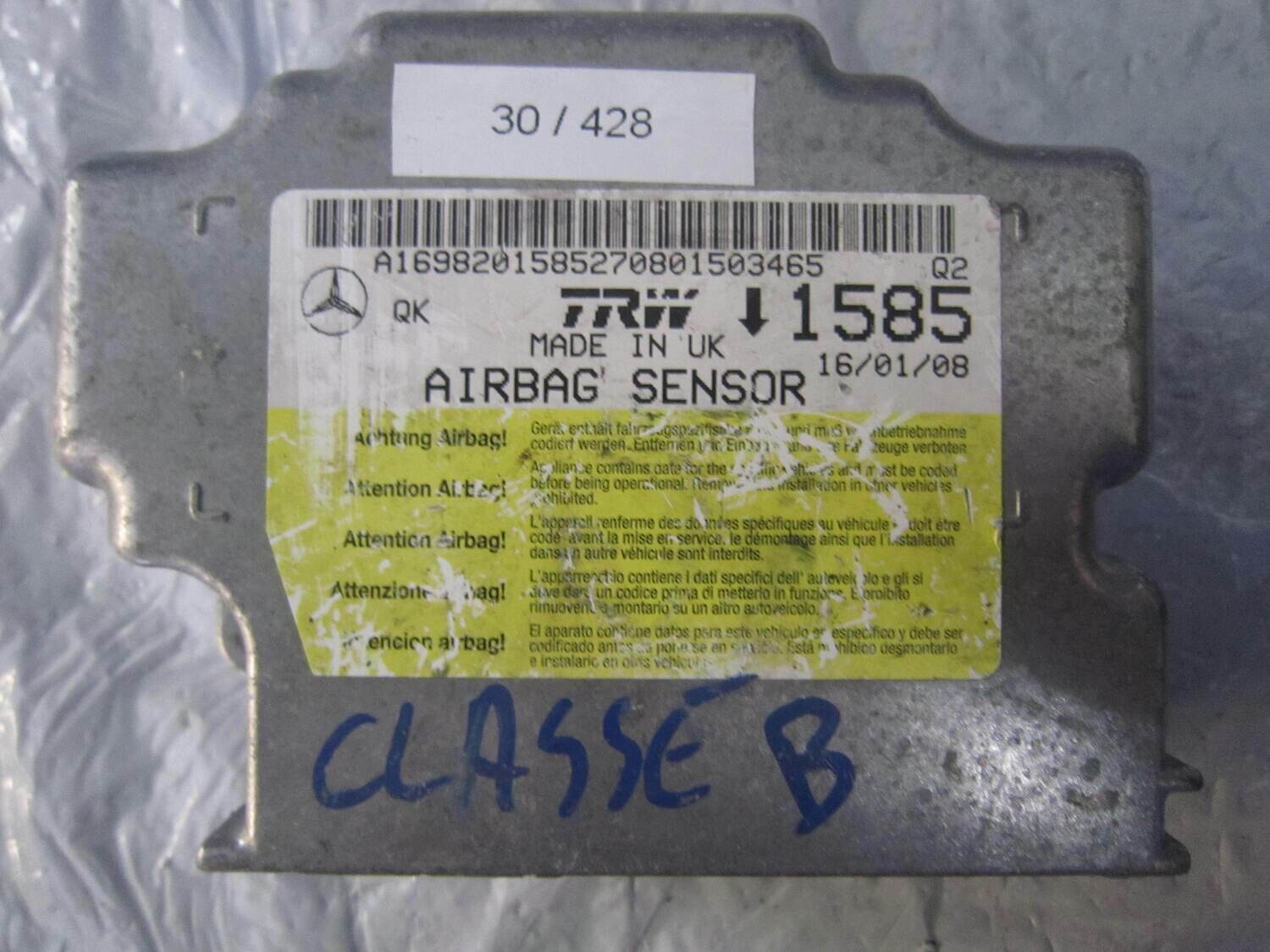 30-428 Centralina Airbag TRW A169820158527   1585    MERCEDES  CLASSE B