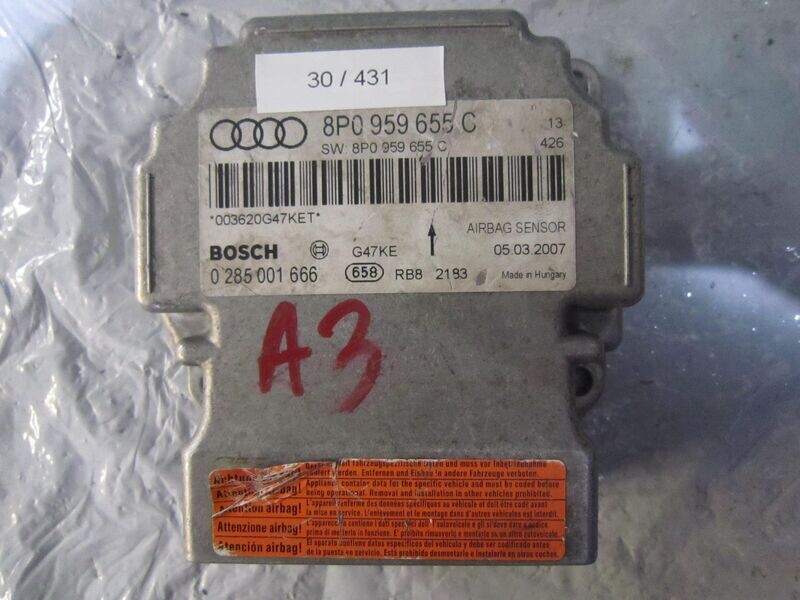 30-431 Centralina Airbag Bosch 0 285 001 666 0285001666 8P0 959 655 C    AUDI  A 3