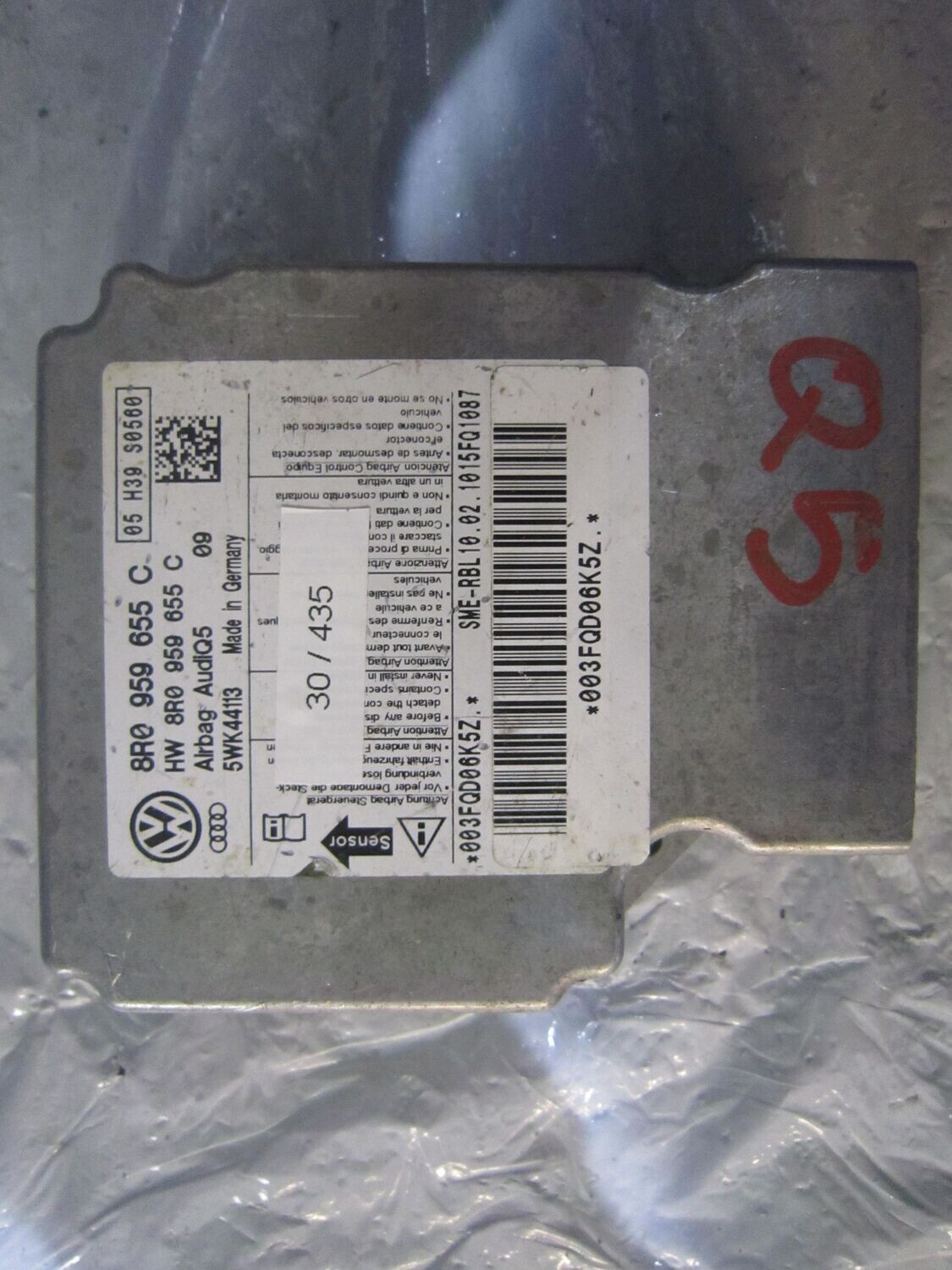 30-435 Centralina Airbag Siemens 5WK44113   8R0 959 655 C 05 H39 S0560   AUDI  Q 5