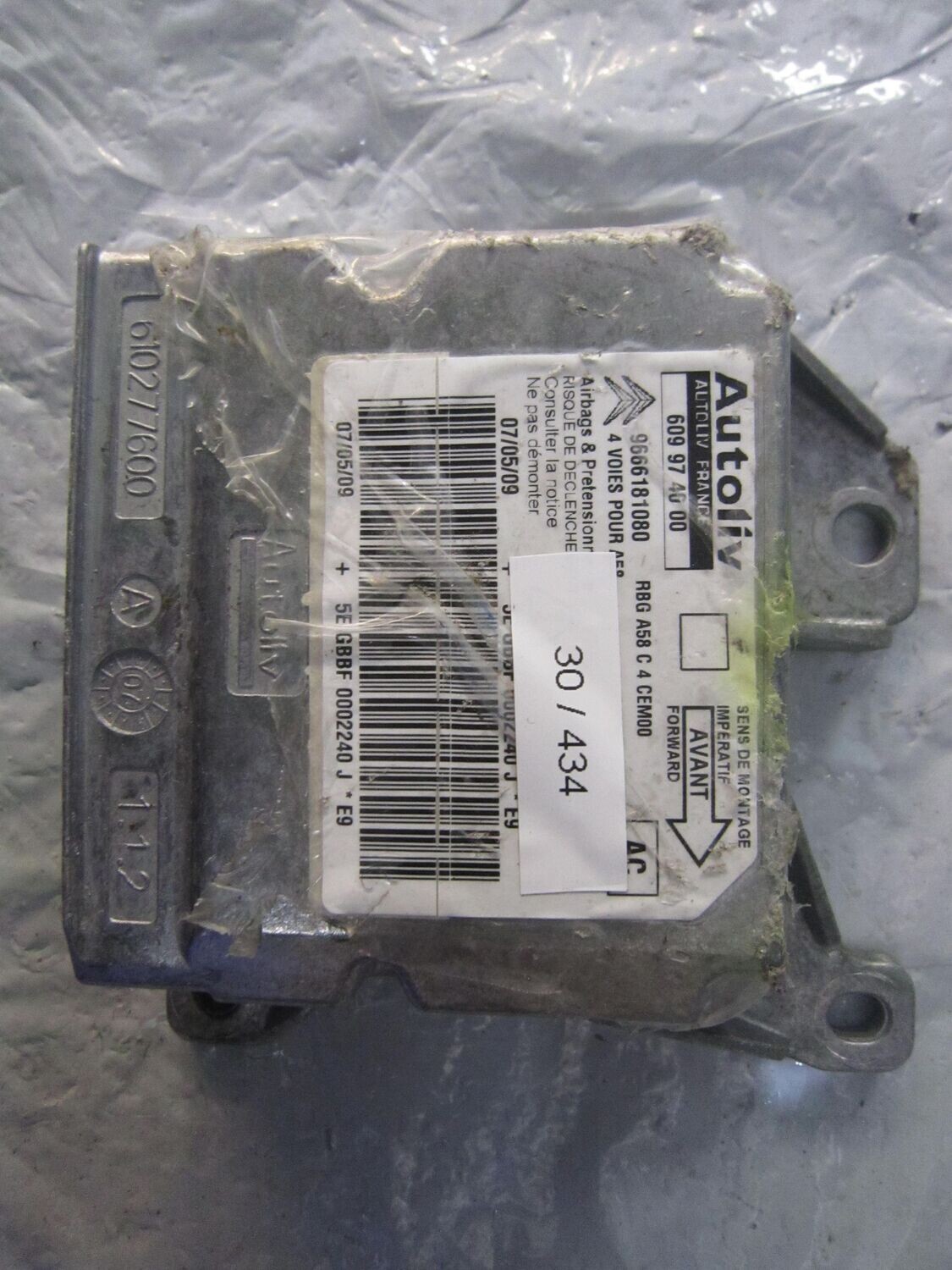 30-434 Centralina Airbag Autoliv 609 97 40 00 609974000 9666181080    CITROEN / PEUGEOT  C 3