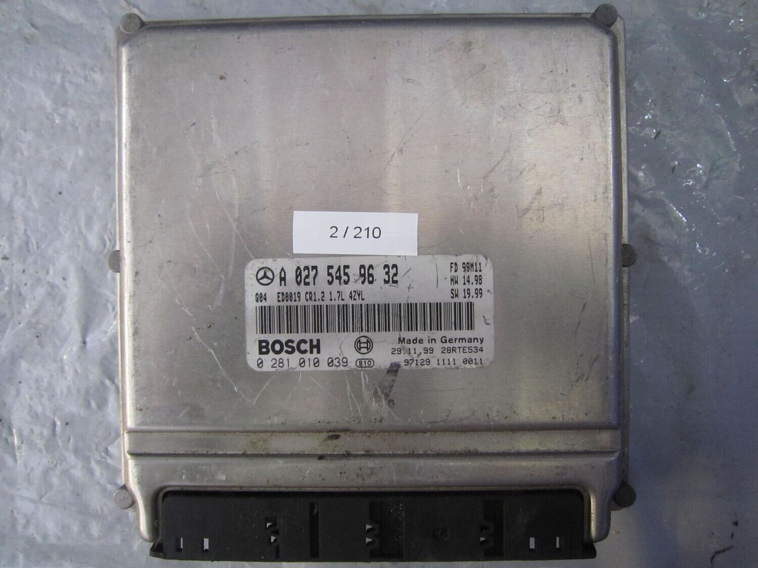 2-210 Centralina Motore Bosch 0 281 010 039 0281010039 A 027 545 96 32 28RTE534 Q04 ED0019 CR1.2 CR1.2 MERCEDES DIESEL CLASSE A