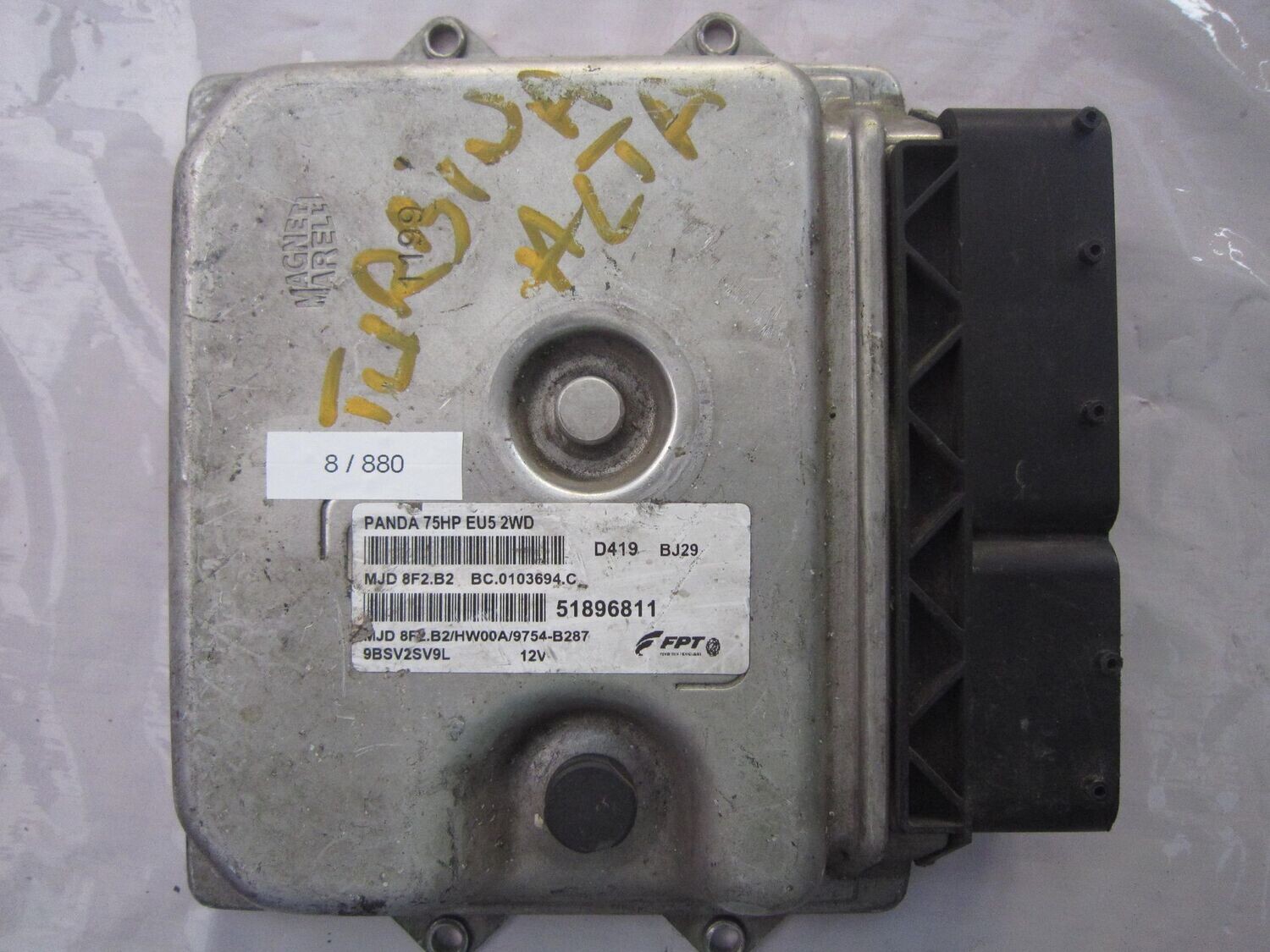 8-880 Centralina Motore Magneti Marelli 51896811   MJD 8F2.B2 BC.0103694.C PANDA 75HP EU5 2WD HW00A/9754-B287 FIAT  DIESEL PANDA