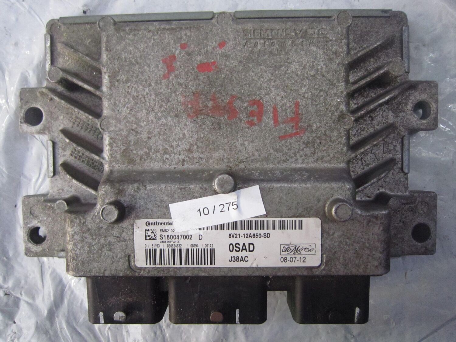 10-275 Centralina Motore Continental S180047002 D S180047002D 8V21-12A650-SD 0SAD   FORD BENZINA FIESTA