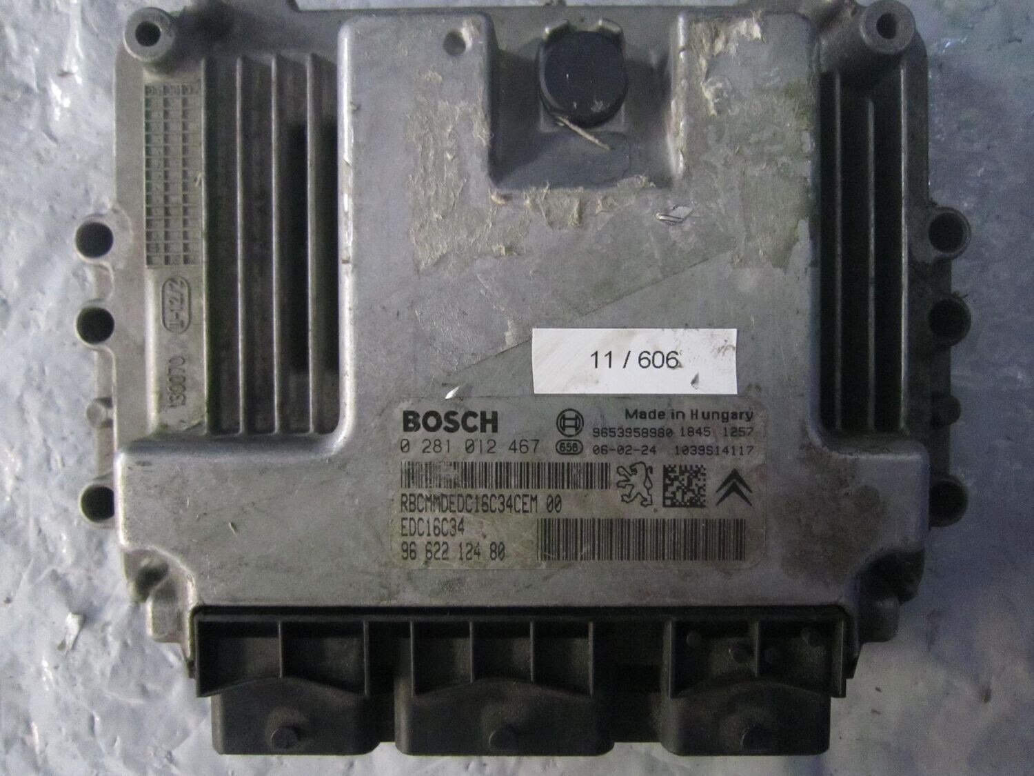 11-606 Centralina Motore Bosch 0 281 012 467 0281012467 96 622 124 80 1039S14117 EDC16C34  CITROEN / PEUGEOT DIESEL VARIE