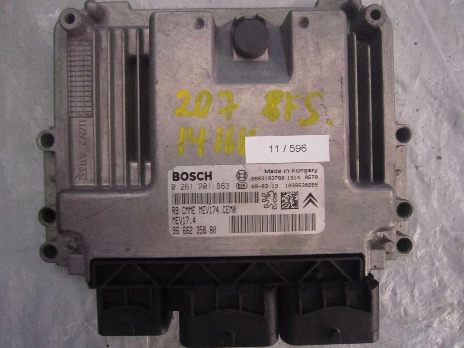 11-596 Centralina Motore Bosch 0 261 201 863 0261201863 96 662 358 80 1039S30285 MEV17.4  CITROEN / PEUGEOT BENZINA C 3