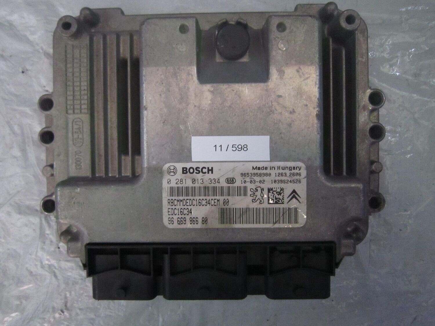 11-598 Centralina Motore Bosch 0 281 013 334 0281013334 96 669 866 80 1039S24526 EDC16C34  CITROEN / PEUGEOT DIESEL 3008