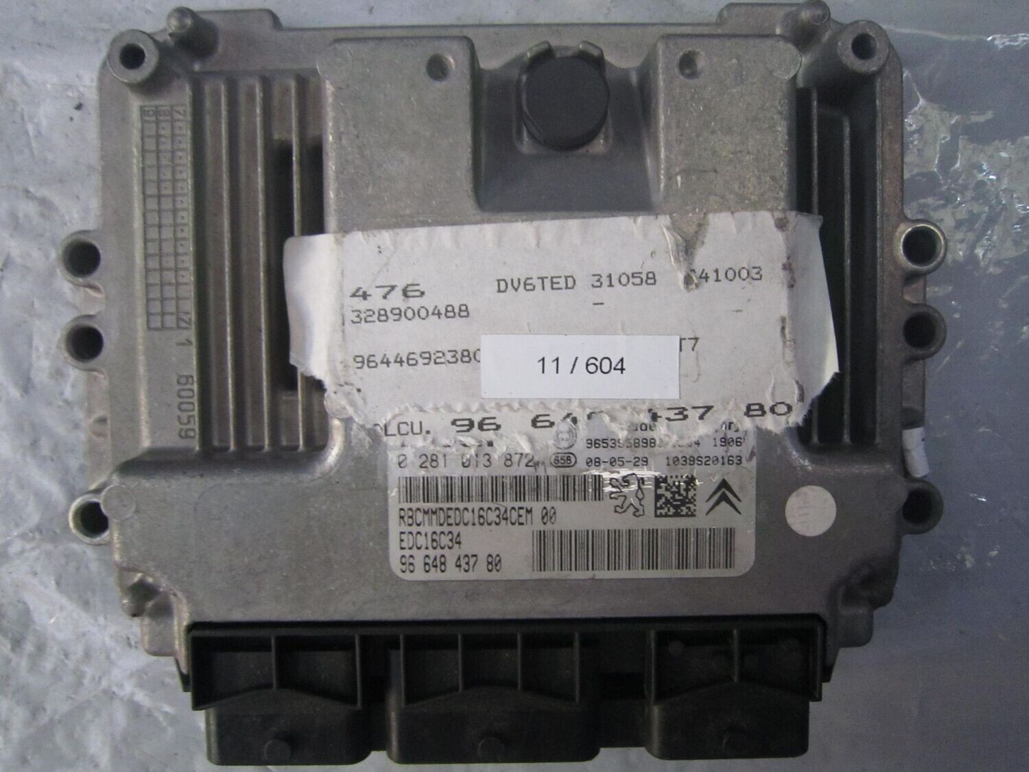 11-604 Centralina Motore Bosch 0 281 013 872 0281013872 96 648 437 80 1039S20163 EDC16C34  CITROEN / PEUGEOT DIESEL VARIE