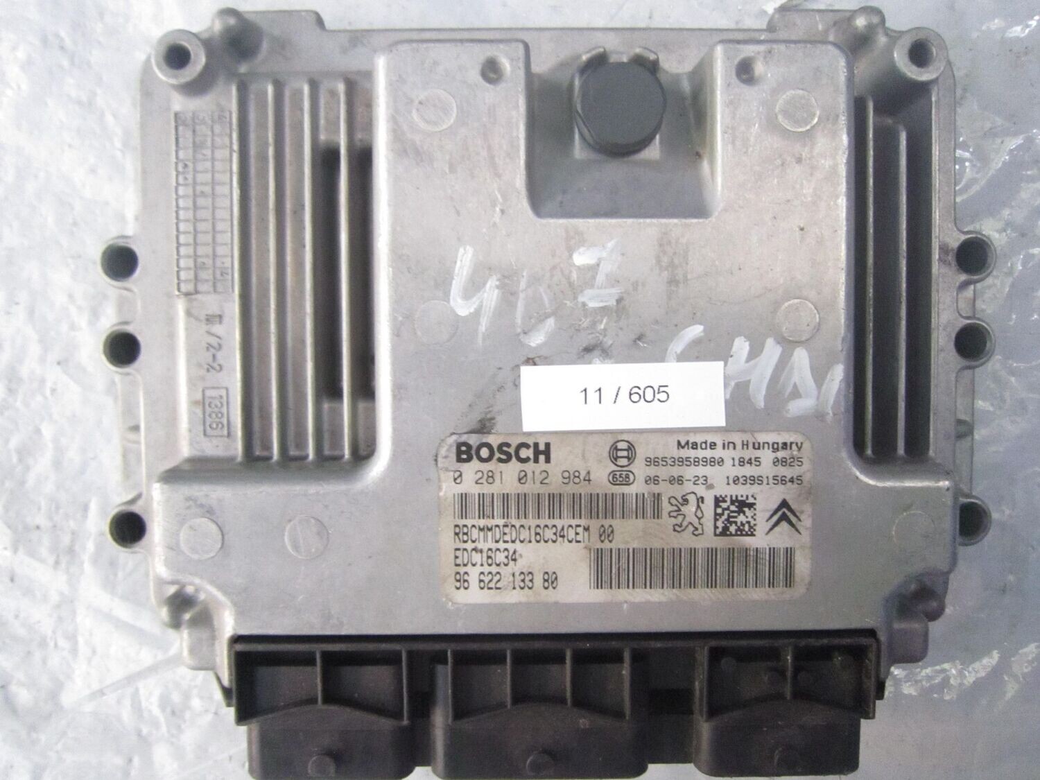 11-605 Centralina Motore Bosch 0 281 012 984 0281012984 96 662 133 80 1039S15645 EDC16C34  CITROEN / PEUGEOT Diesel 407