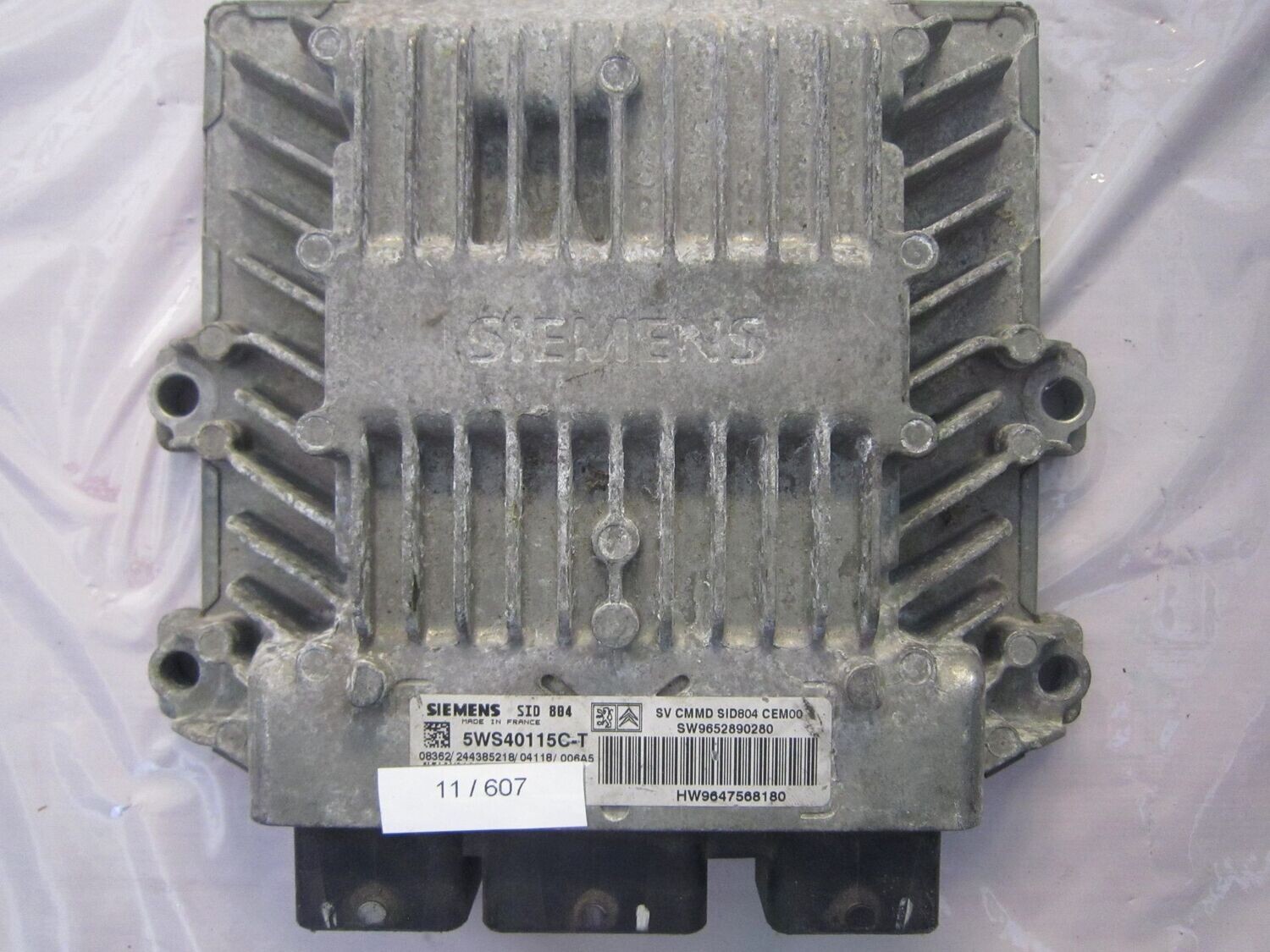 11-607 Centralina Motore Siemens 5WS40115C-T 5WS40115CT 9652890280 9647568180 SID 804  CITROEN / PEUGEOT DIESEL VARIE