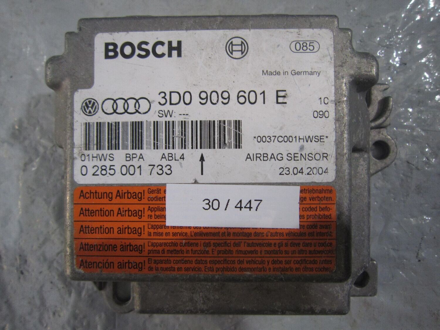 30-447 Centralina Airbag Bosch 0 285 001 733 0285001733 3D0 909 601 E    VOLKSWAGEN  VARIE