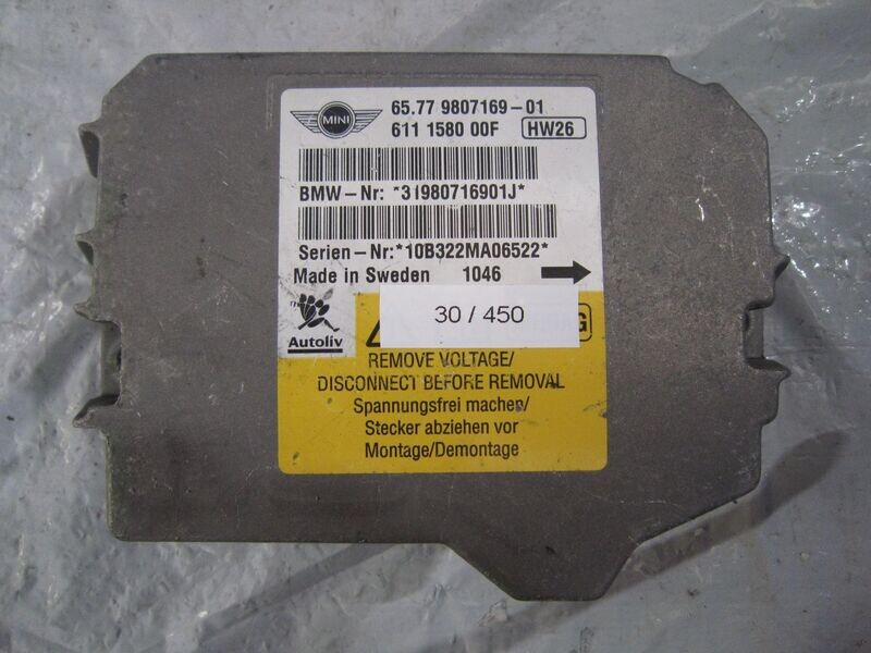 30-450 Centralina Airbag Autoliv 6577 9807169-01 6577980716901 611 1580 00F    MINI  COOPER