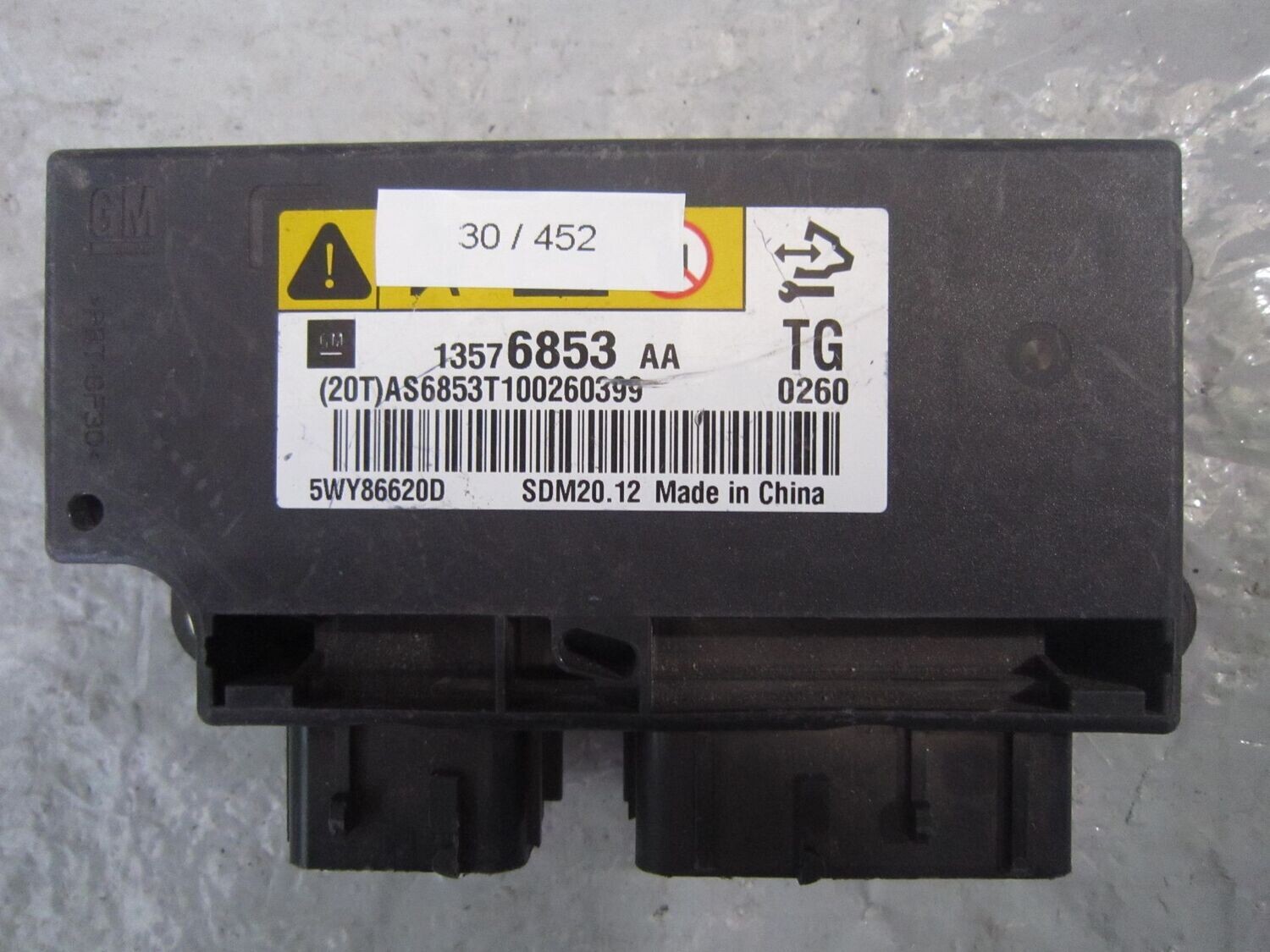 30-452 Centralina Airbag GM 5WY86620D   13576853 AA SDM20.12   CHEVROLET  SPARK