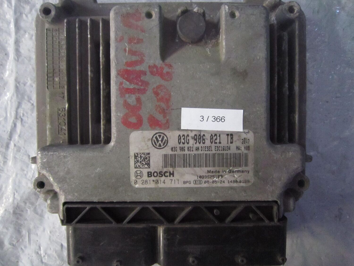 3-366 Centralina Motore Bosch 0 281 014 711 0281014711 03G 906 021 TB 1039S25165 EDC16U34  SKODA Diesel OCTAVIA