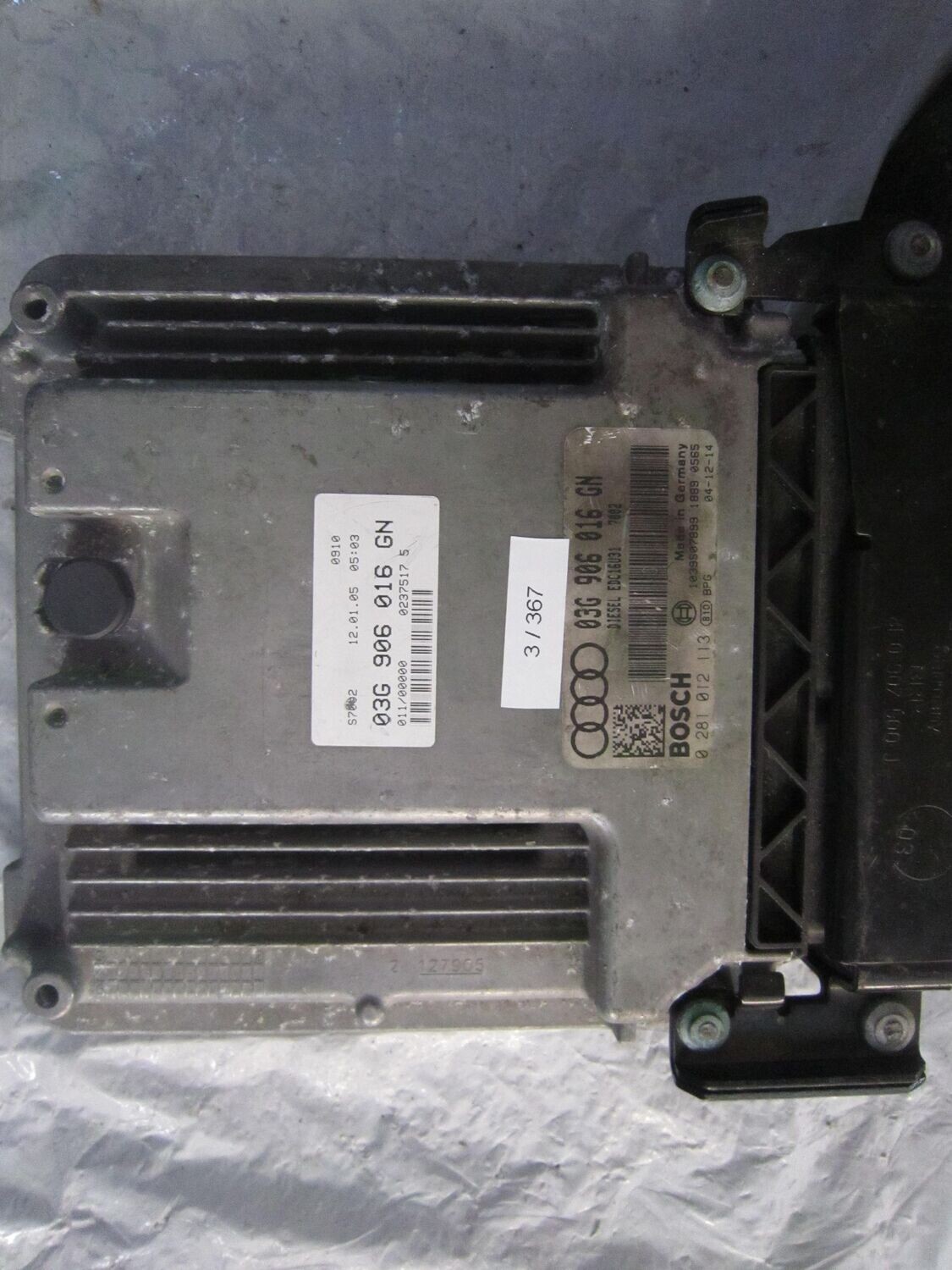 3-367 Centralina Motore Bosch 0 281 012 113 0281012113 03G 906 016 GN 1039S09404 EDC16U31  AUDI DIESEL A 4