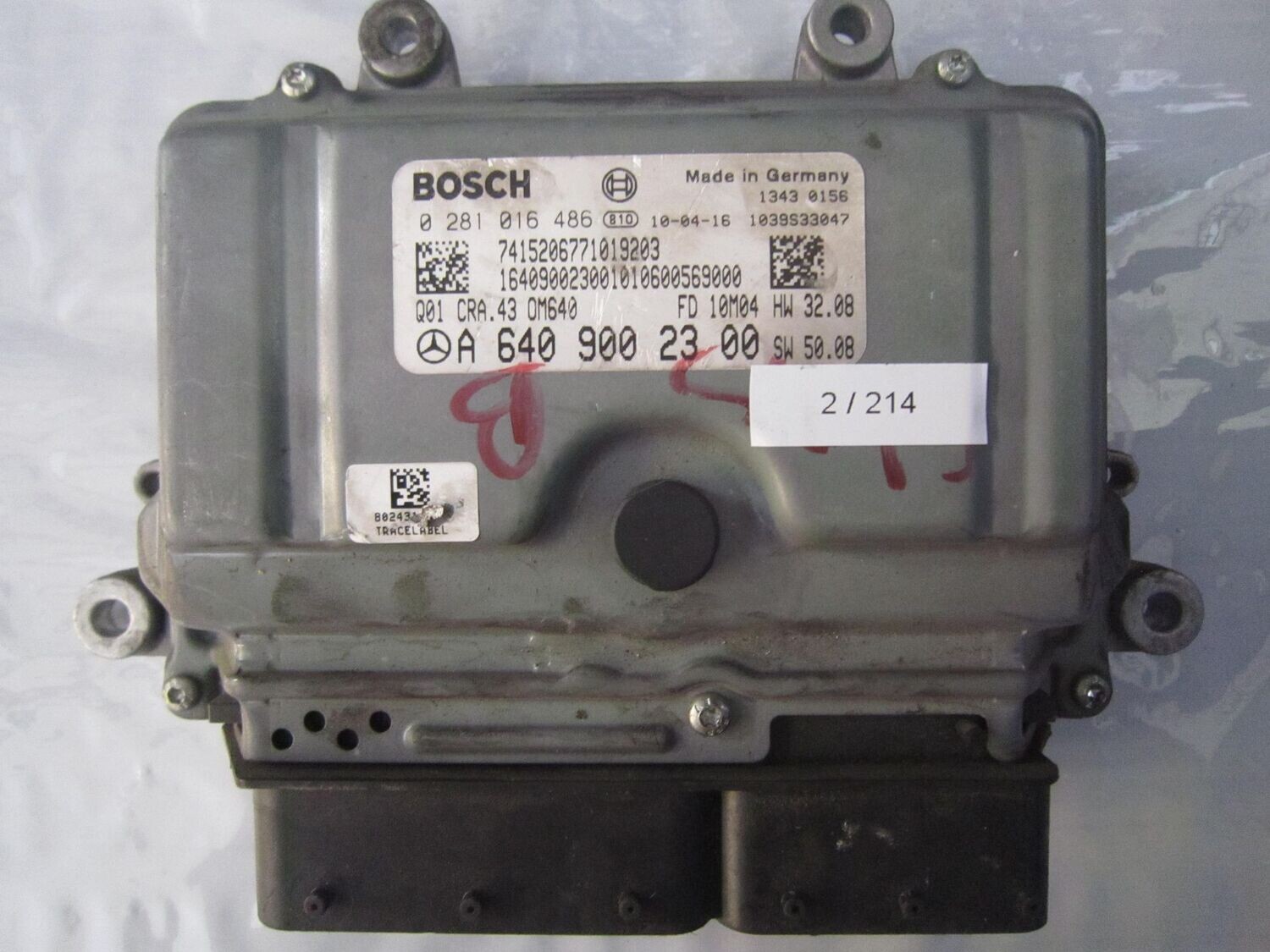 2-214 Centralina Motore Bosch 0 281 016 486 0281016486 A 640 900 23 00 1039S33047 CRA.43 OM640  MERCEDES Diesel CLASSE B