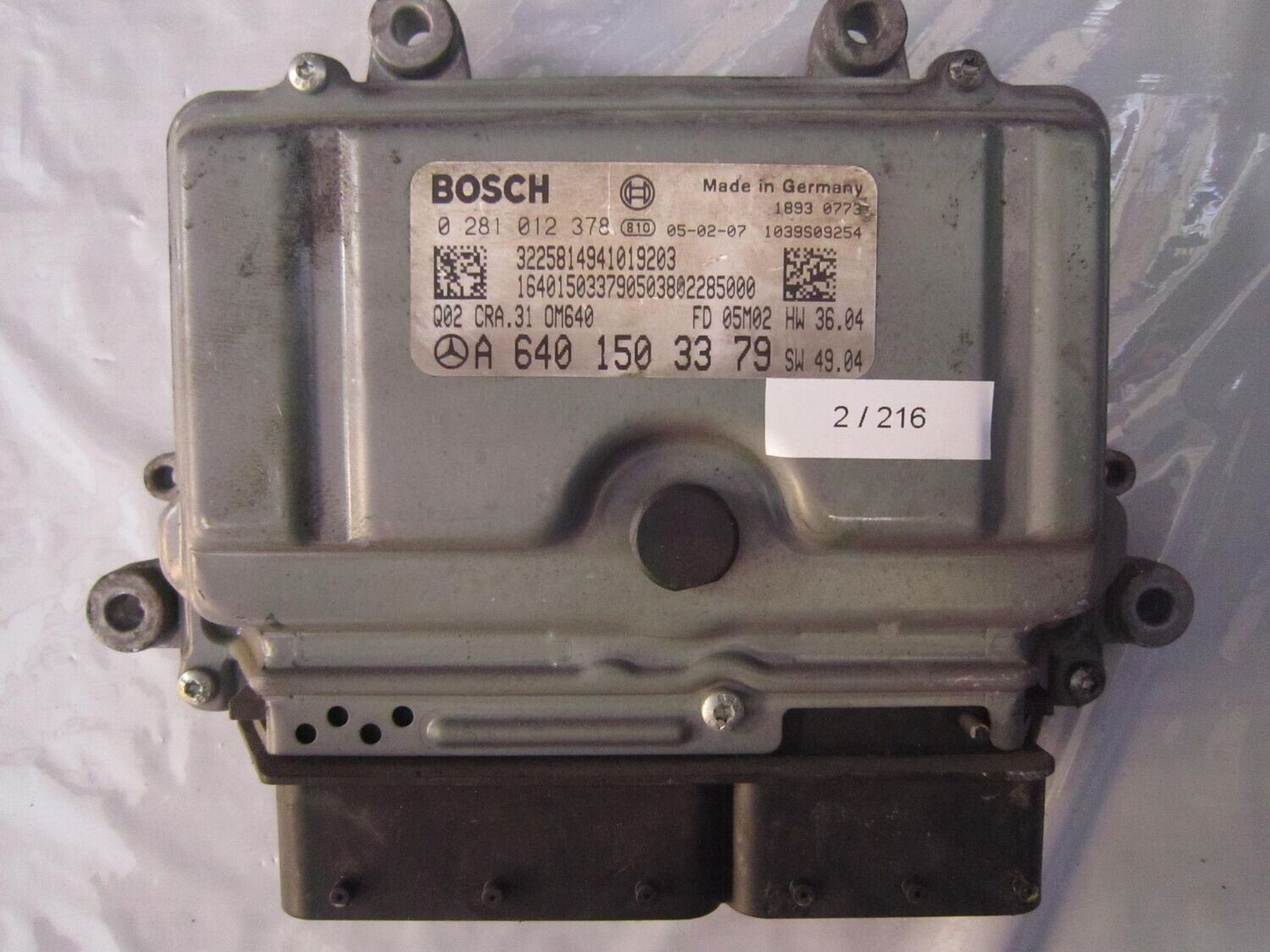 2-216 Centralina Motore Bosch 0 281 012 378 0281012378 A 640 150 33 79 1039S09254 CRA.31 HW36.04  SW49.04 MERCEDES Diesel CLASSE A