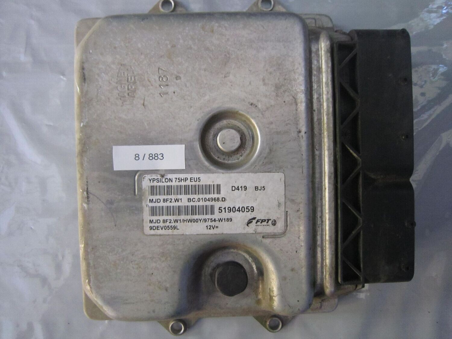 8-883 Centralina Motore Magneti Marelli 51904059   MJD 8F2.W1 BC.0104968.D YPSILON 75HP EU5 HW00Y/9754-W189  LANCIA DIESEL YPSILON