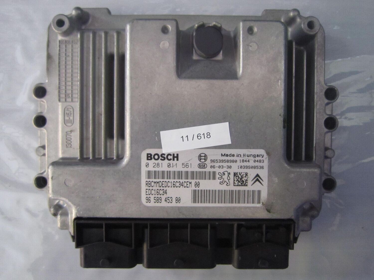 11-618 Centralina Motore Bosch 0 281 011 561 0281011561 96 589 453 80 1039S08536 EDC16C34  CITROEN / PEUGEOT Diesel VARIE
