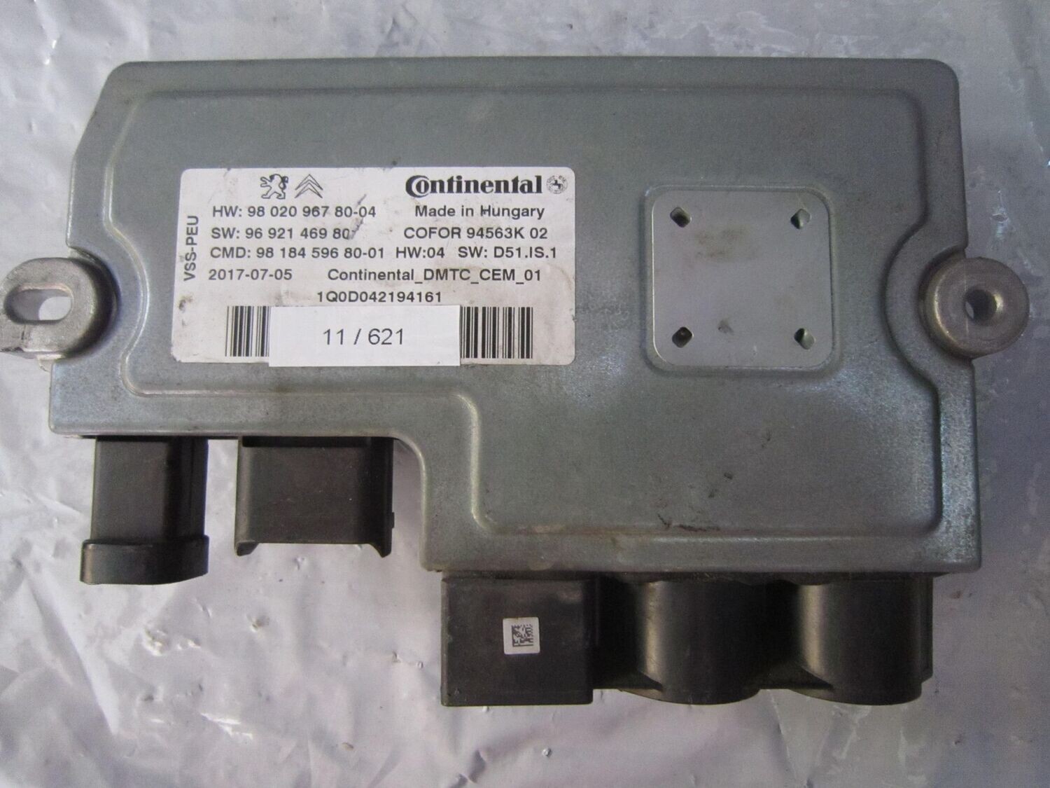 11-621 Centralina Start-Stop Continental DTCM_CEM_01   COFOR 94563K 02 9802096780-04   CITROEN / PEUGEOT DIESEL VARIE