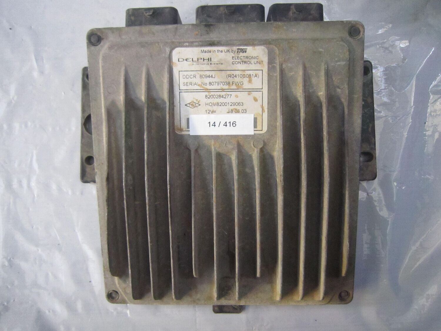 14-416 Centralina Motore Delphi R0410C081A   8200284277 8200129063 DDCR 80944J  RENAULT DIESEL CLIO