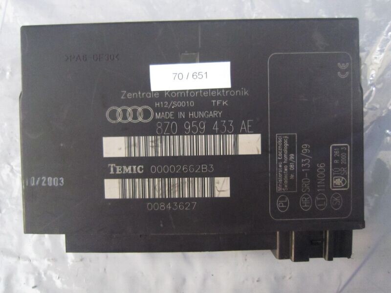 70-651 Centralina Modulo Confort Temic 8Z0 959 433 AE 8Z0959433AE 2662B3 H12/S0010    AUDI  VARIE