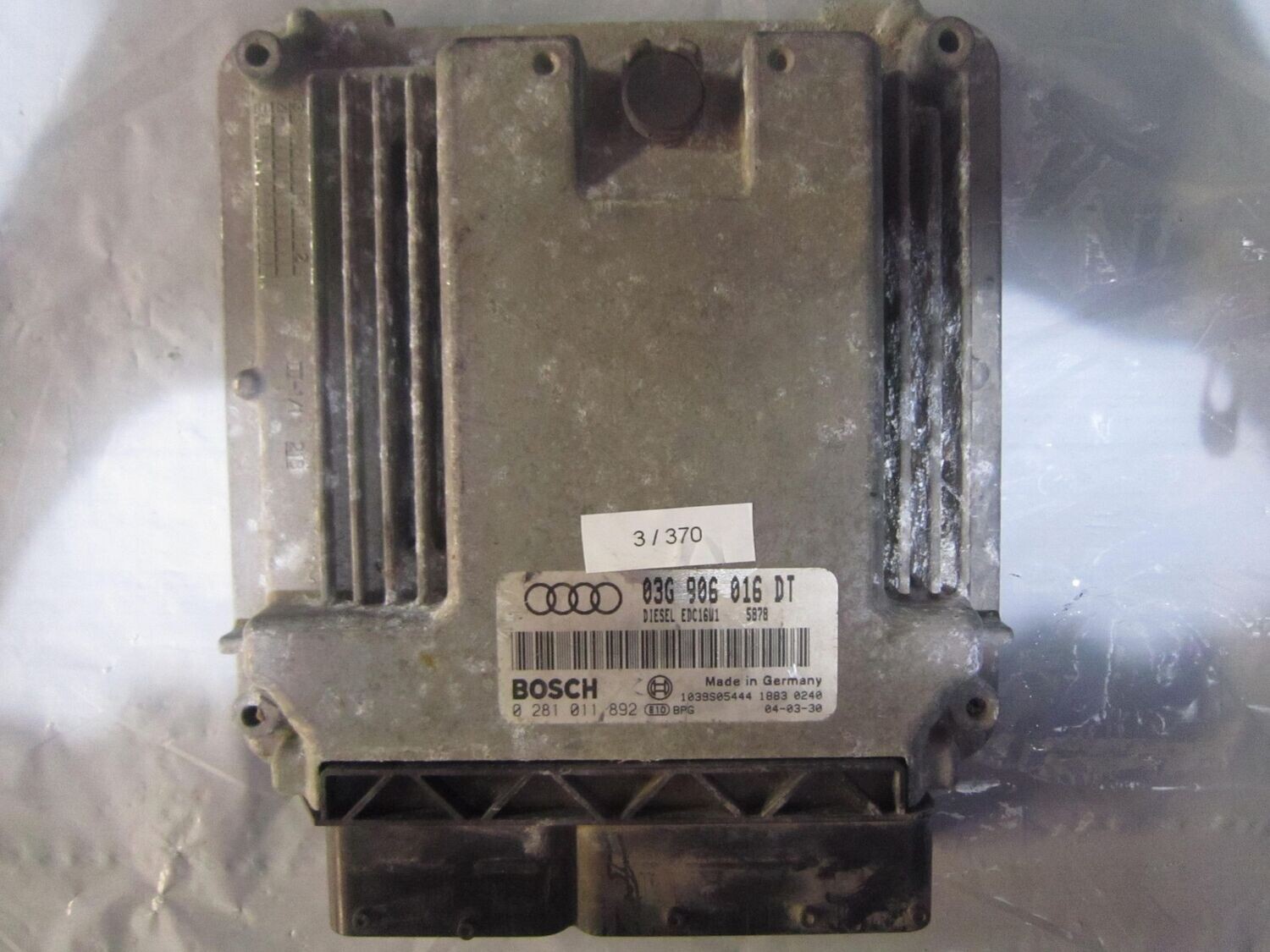 3-370 Centralina Motore Bosch 0 281 011 892 0281011892 03G 906 016 DT 1039S05444 EDC16U1  AUDI DIESEL A 3