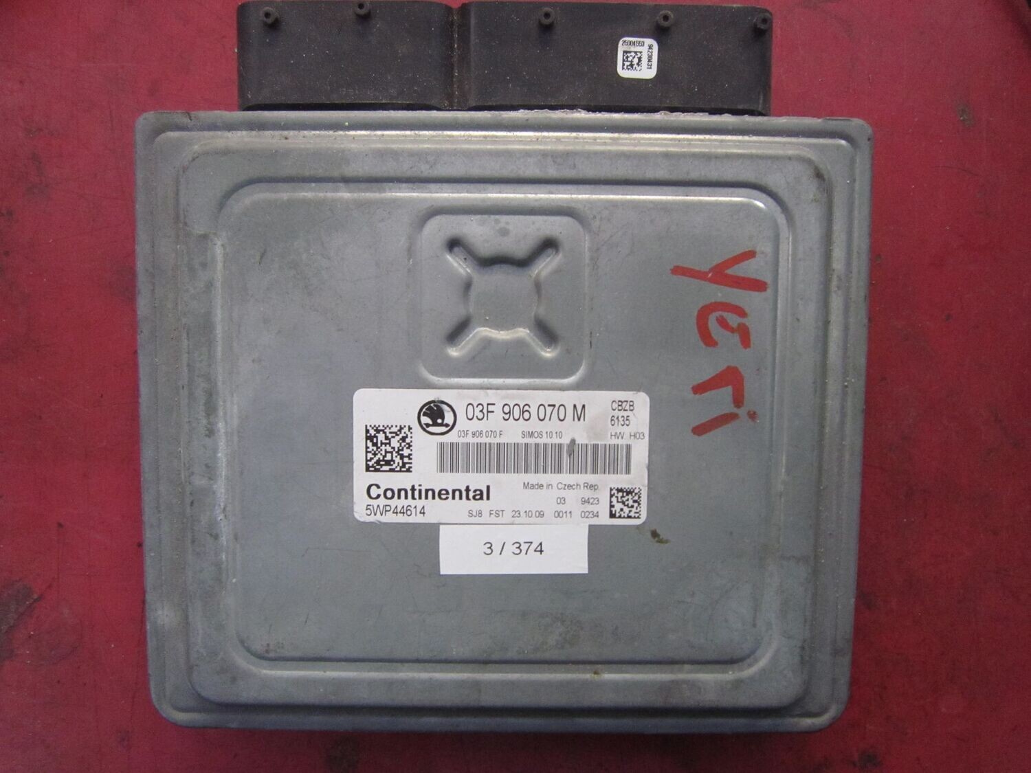 3-374 Centralina Motore Continental 5WP44614   03F 906 070 M SIMOS 10.10 HW03  SKODA Diesel YETI