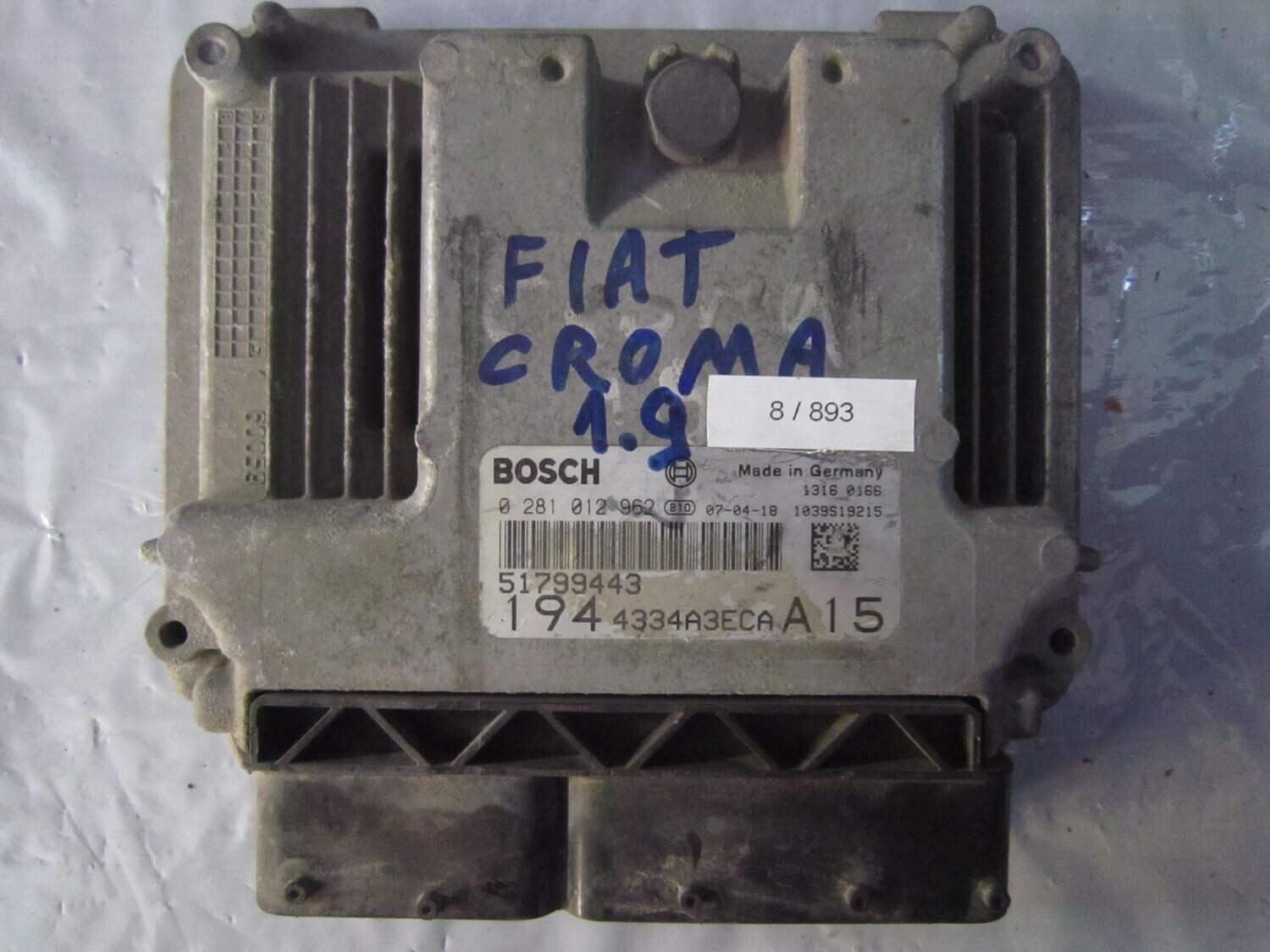 8-893 Centralina Motore Bosch 0 281 012 962 0281012962 51799443 1039S19215   FIAT  DIESEL CROMA