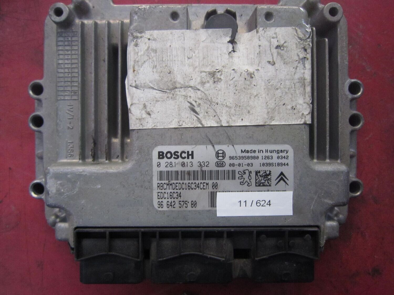 11-624 Centralina Motore Bosch 0 281 013 332 0281013332 96 642 575 80 1039S18944 EDC16C34  CITROEN / PEUGEOT DIESEL 307