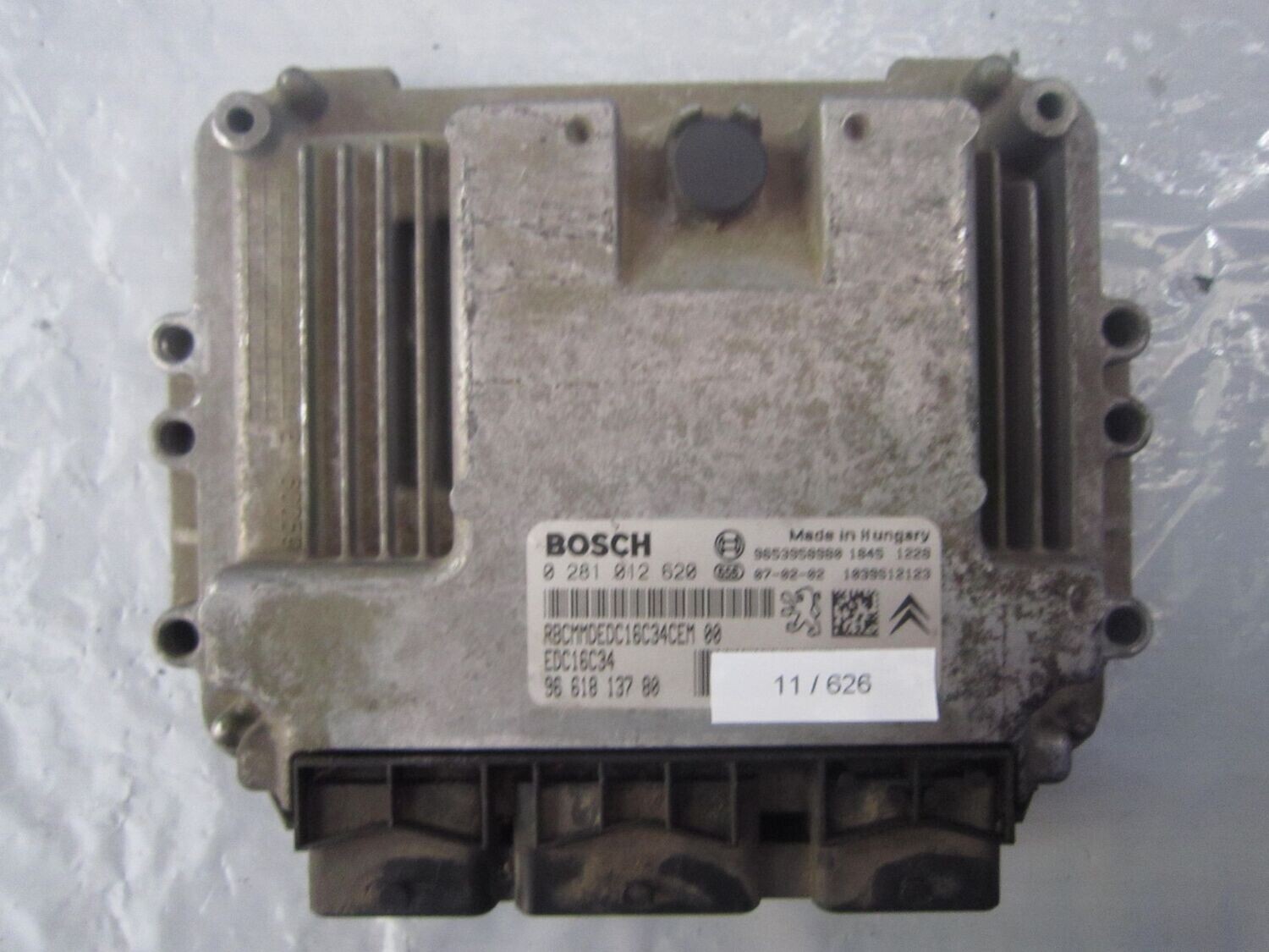 11-626 Centralina Motore Bosch 0 281 012 620 0281012620 96 618 137 80 1039s12123 EDC16C34  CITROEN / PEUGEOT DIESEL BERLINGO'
