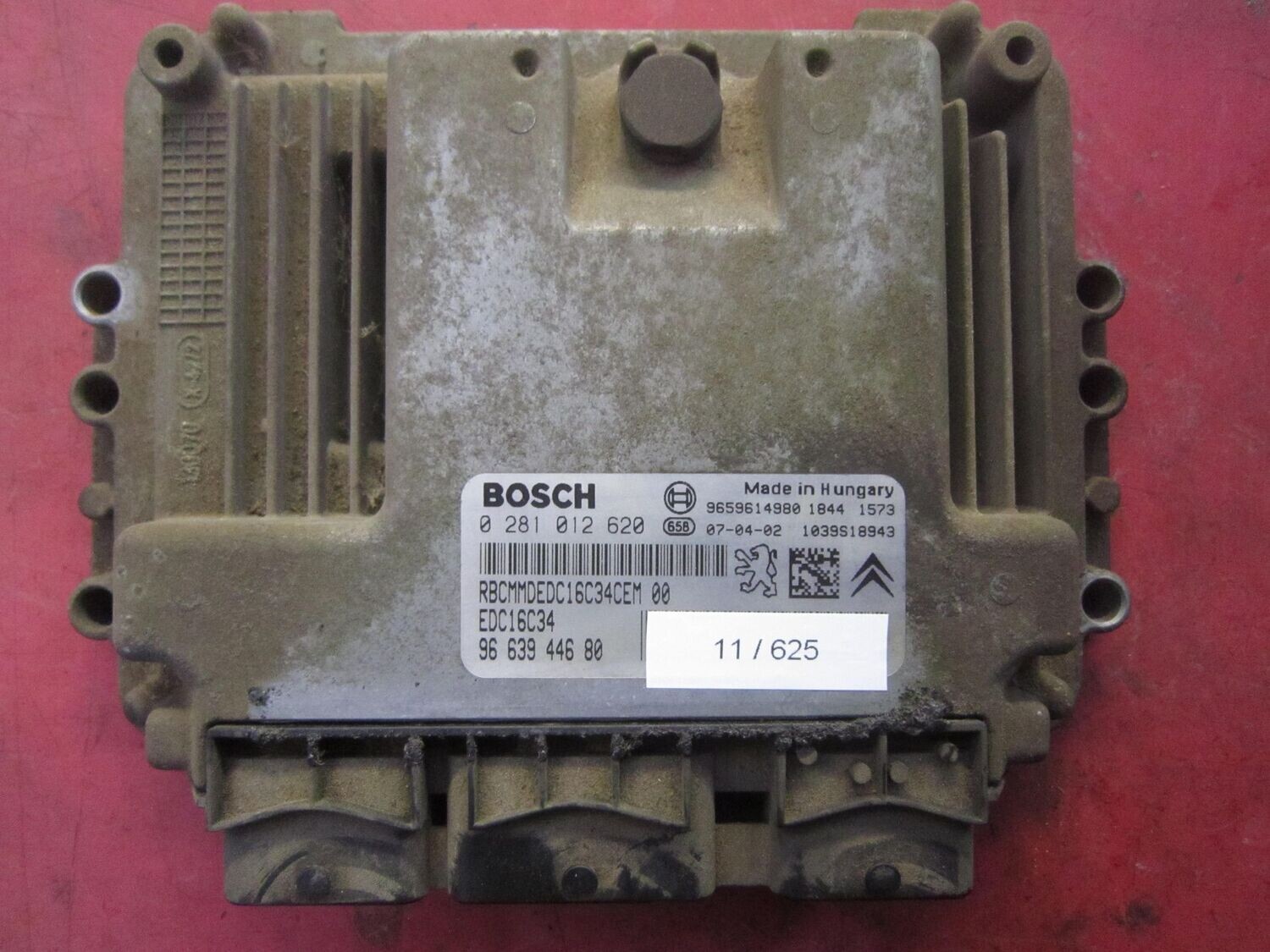 11-625 Centralina Motore Bosch 0 281 012 620 0281012620 96 639 446 80 1039S18943 EDC16C34  CITROEN / PEUGEOT DIESEL BERLINGO'