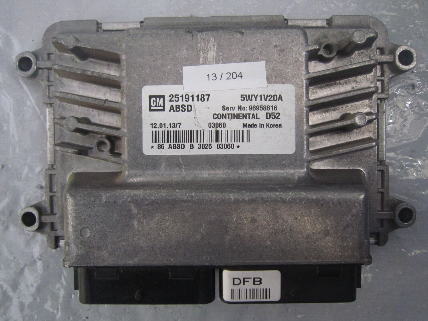 13-204 Centralina Motore Continental 5WY1V20A   96958816 ABSD 25191187   OPEL BENZINA ASTRA