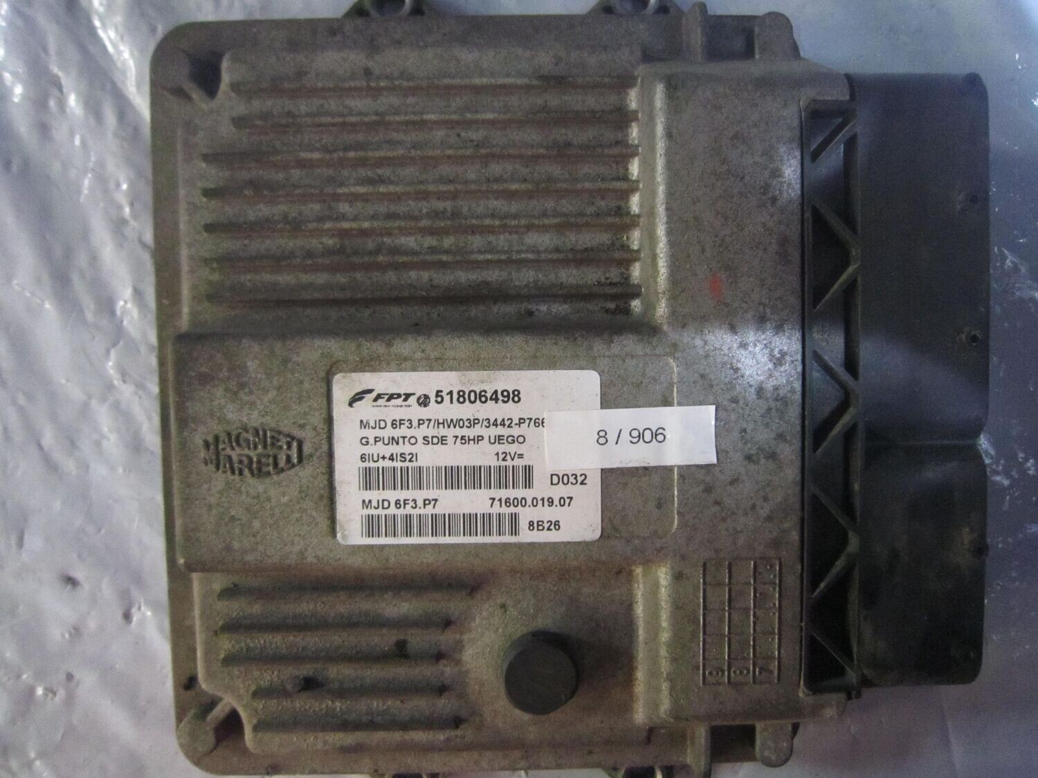 8-906 Centralina Motore Magneti Marelli 51806498   MJD 6F3.P7  71600.019.07 HW03P/3442-P766 FIAT DIESEL PUNTO