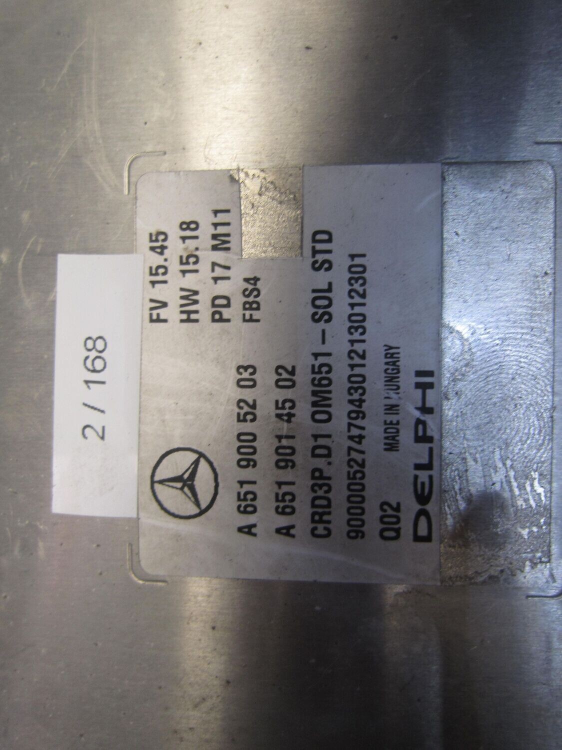 2-168 Centralina Motore Delphi A 651 900 52 03 A6519005203 A 651 901 45 02 A6519014502 CRD3P.D1  OM651-SOL STD FV 15.45  HW 15.18 Mercedes Diesel CLASSE C