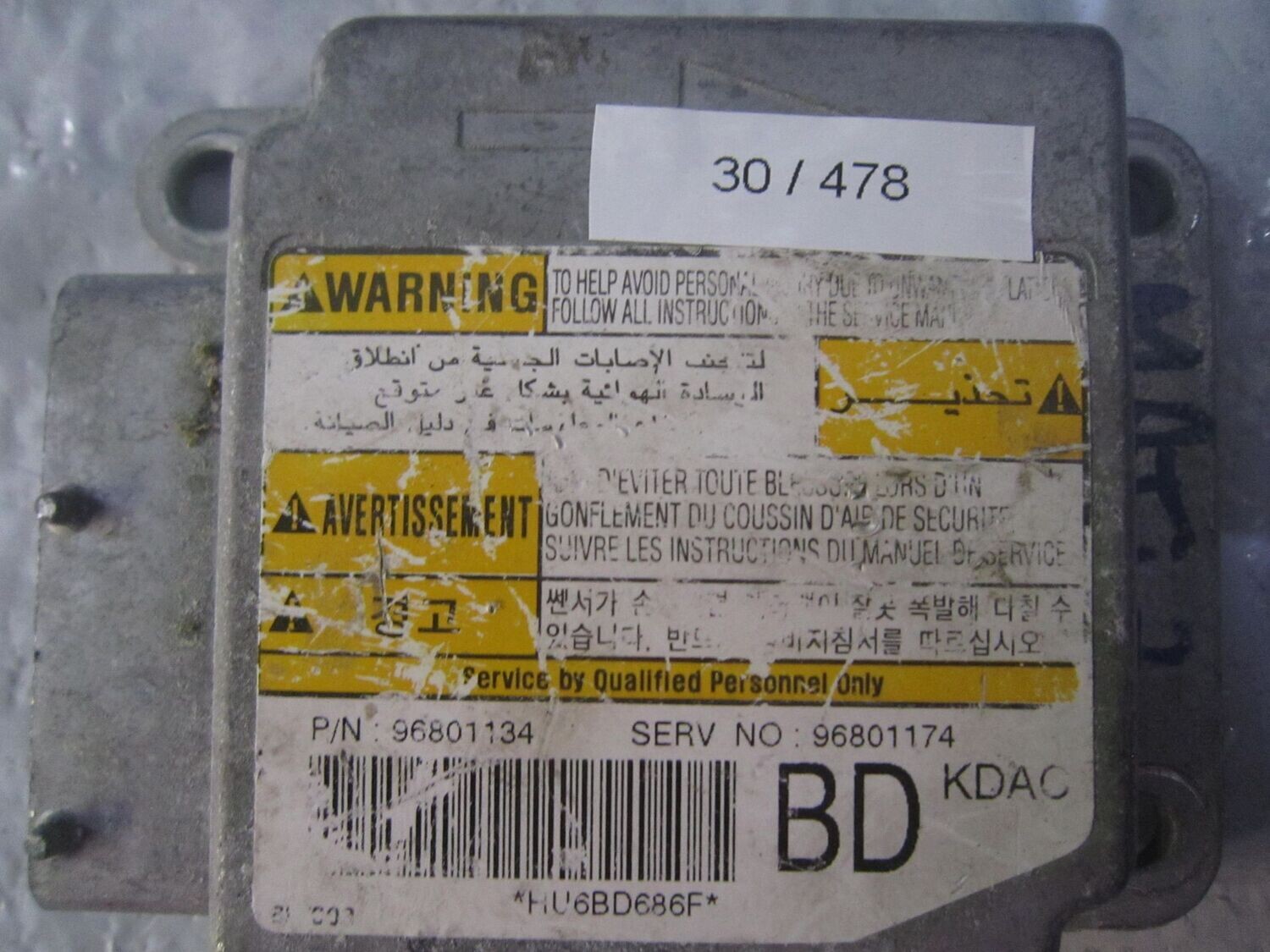 30-478 Centralina Airbag Chevrolet 96801134   96801174 BD KDAC   CHEVROLET  MATIZ
